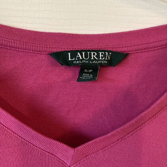 Lauren Ralph Lauren Top Women’s Size Small Pink V Neck Blouse 1/2 Sleeve - Picture 2 of 8